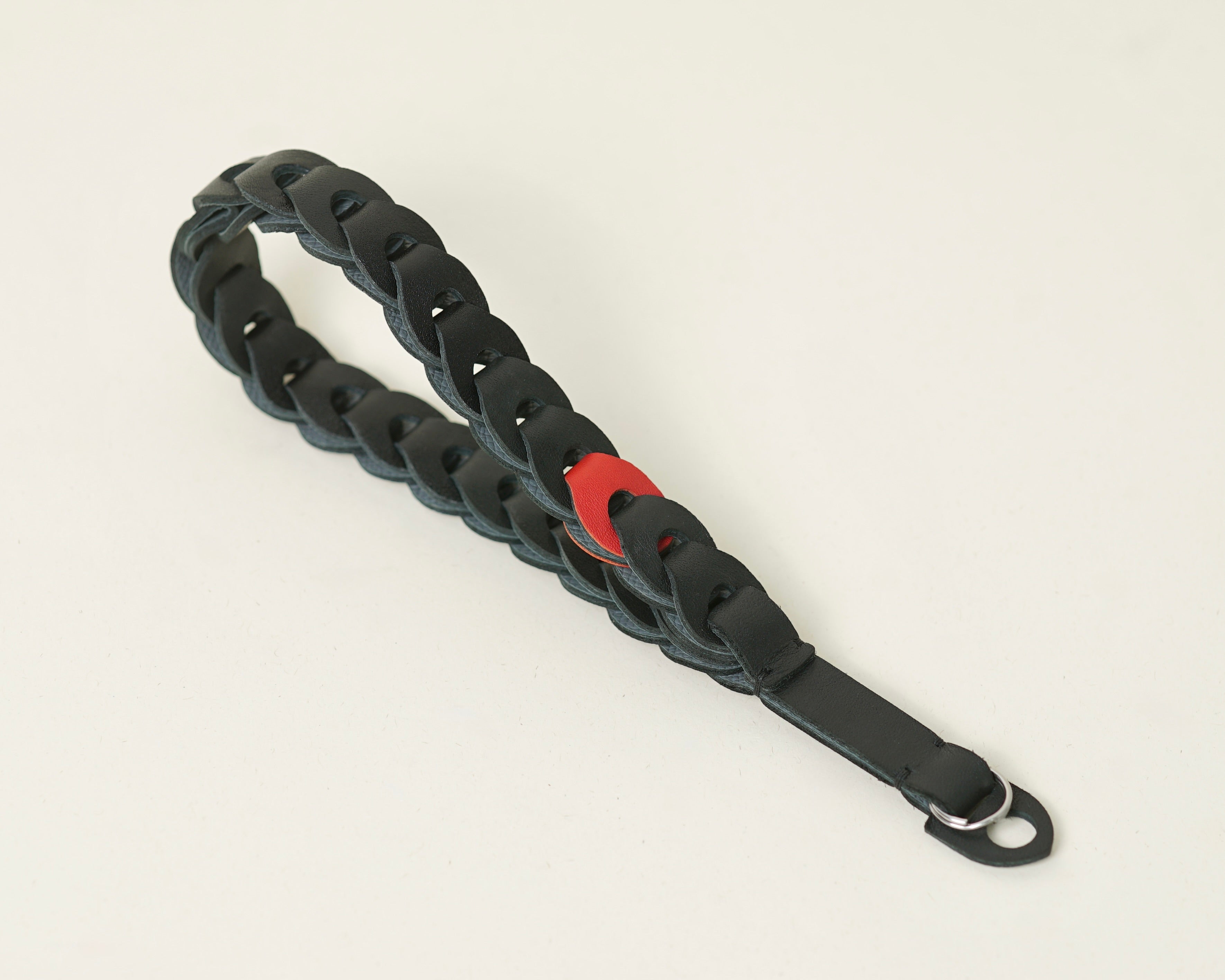 Hand Strap Black mix Red Swift Leather