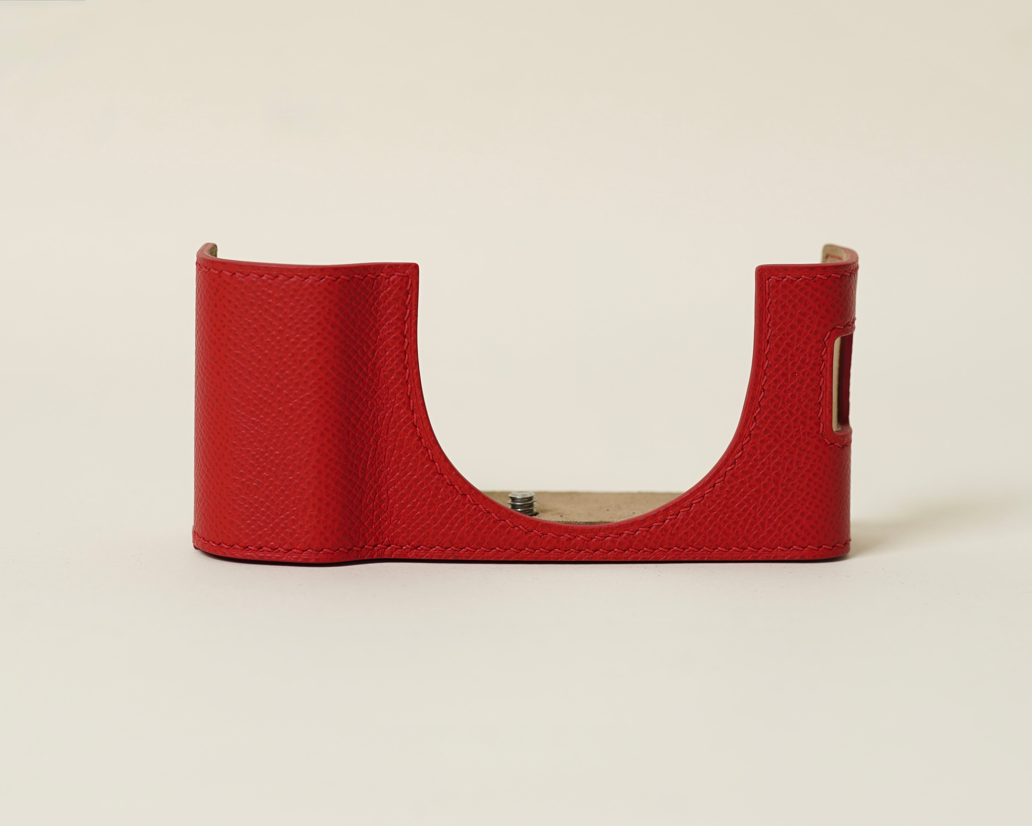 Red Epsom Leather Half Case compatible with Fujifilm X100Vi