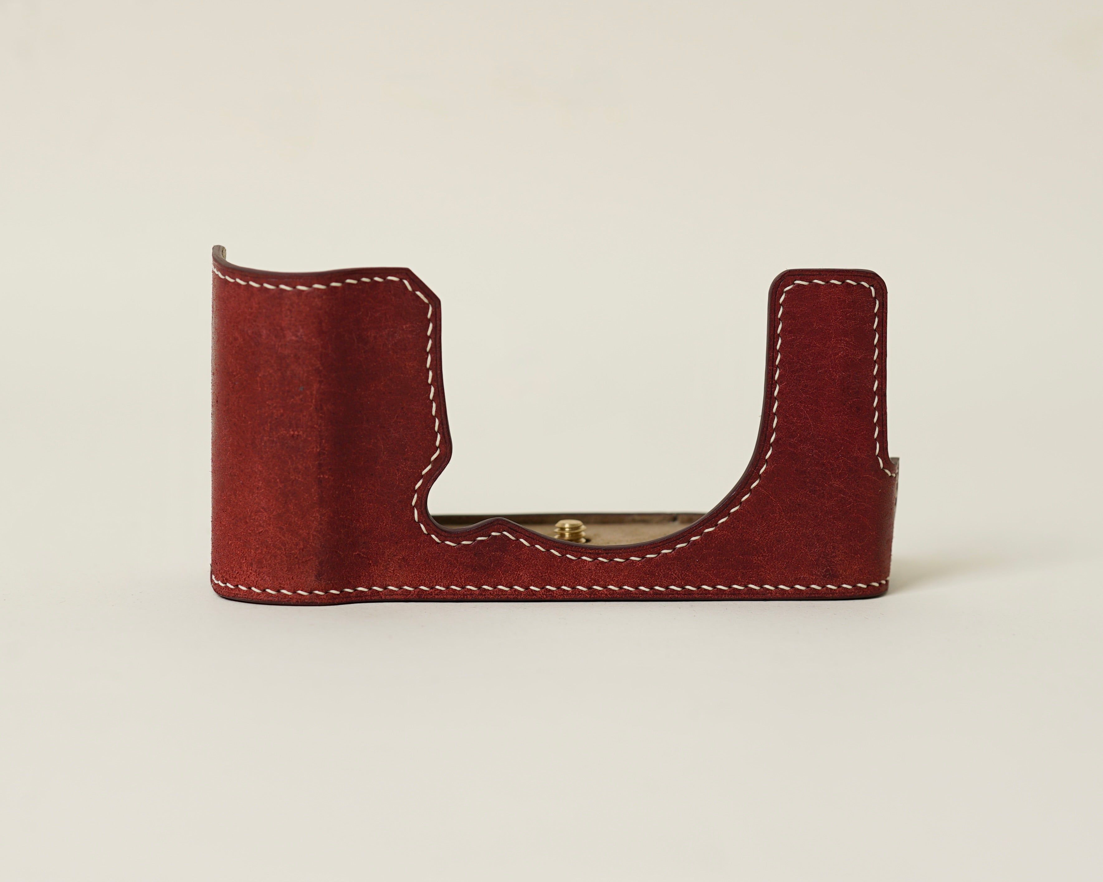Red Bueblo Leather Half Case compatible with Fujifilm X-E 5