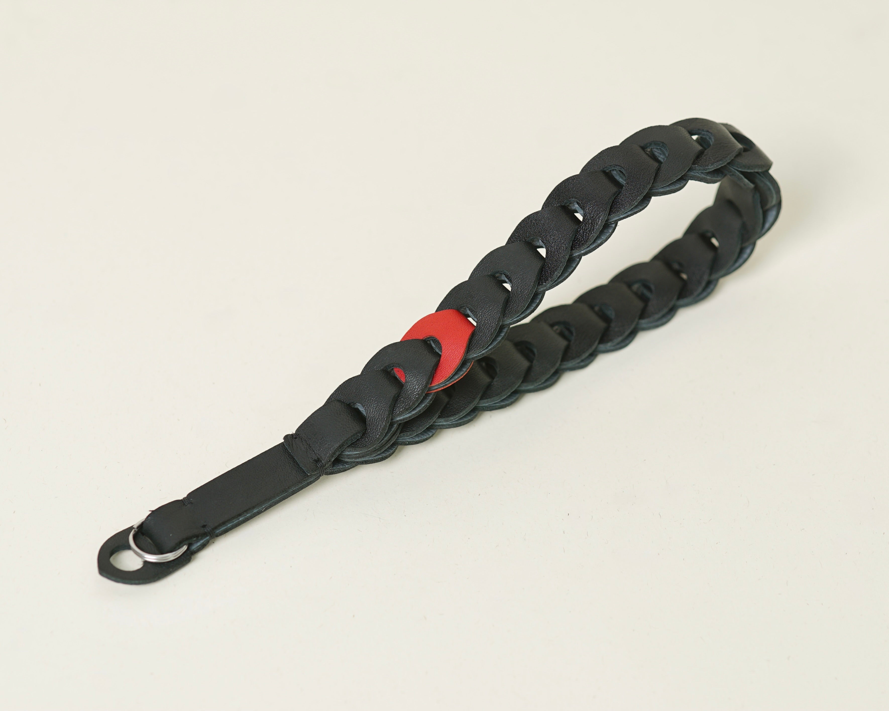 Hand Strap Black mix Red Swift Leather