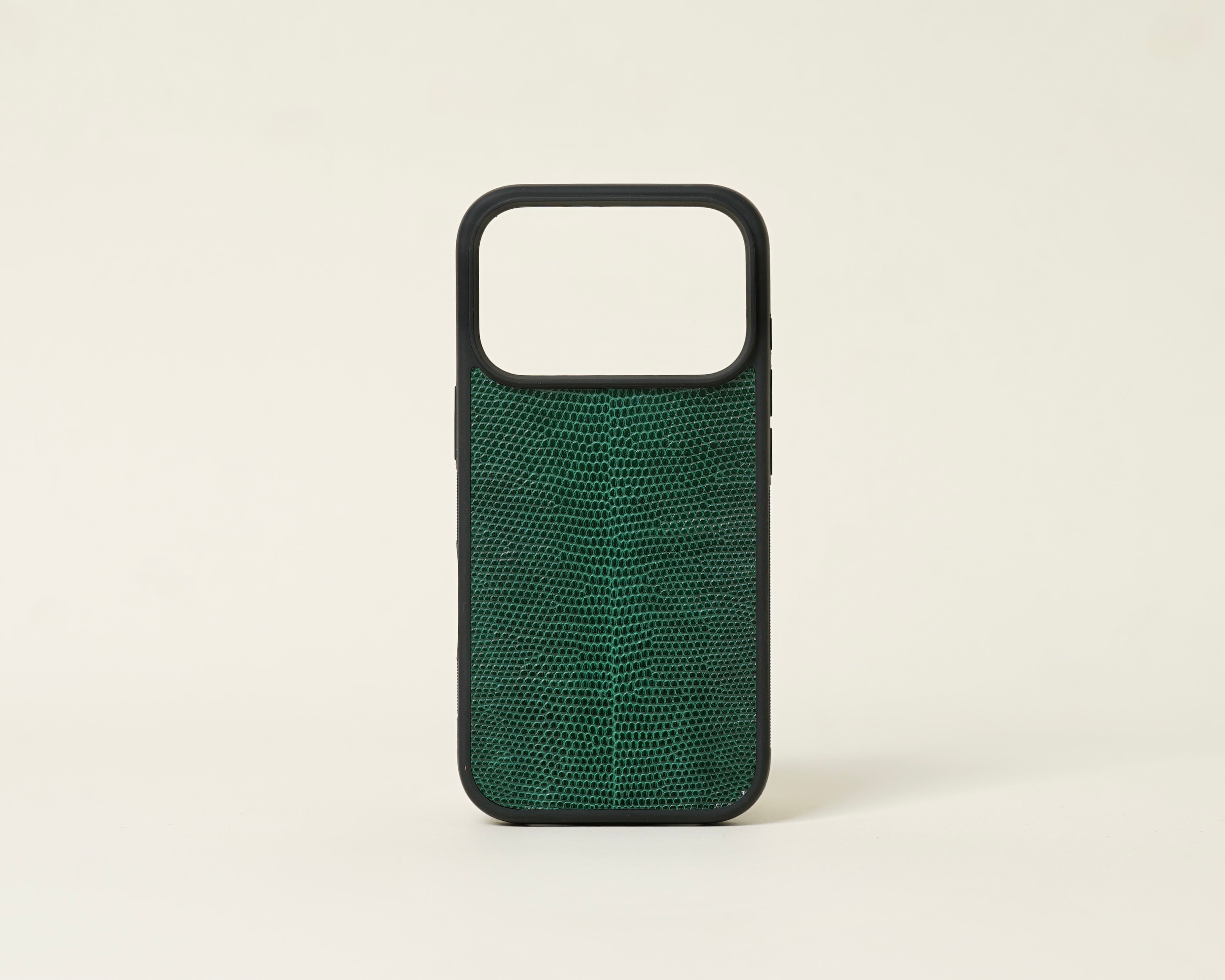 Green Lizard Leather Case compatible with Iphone 17 Pro