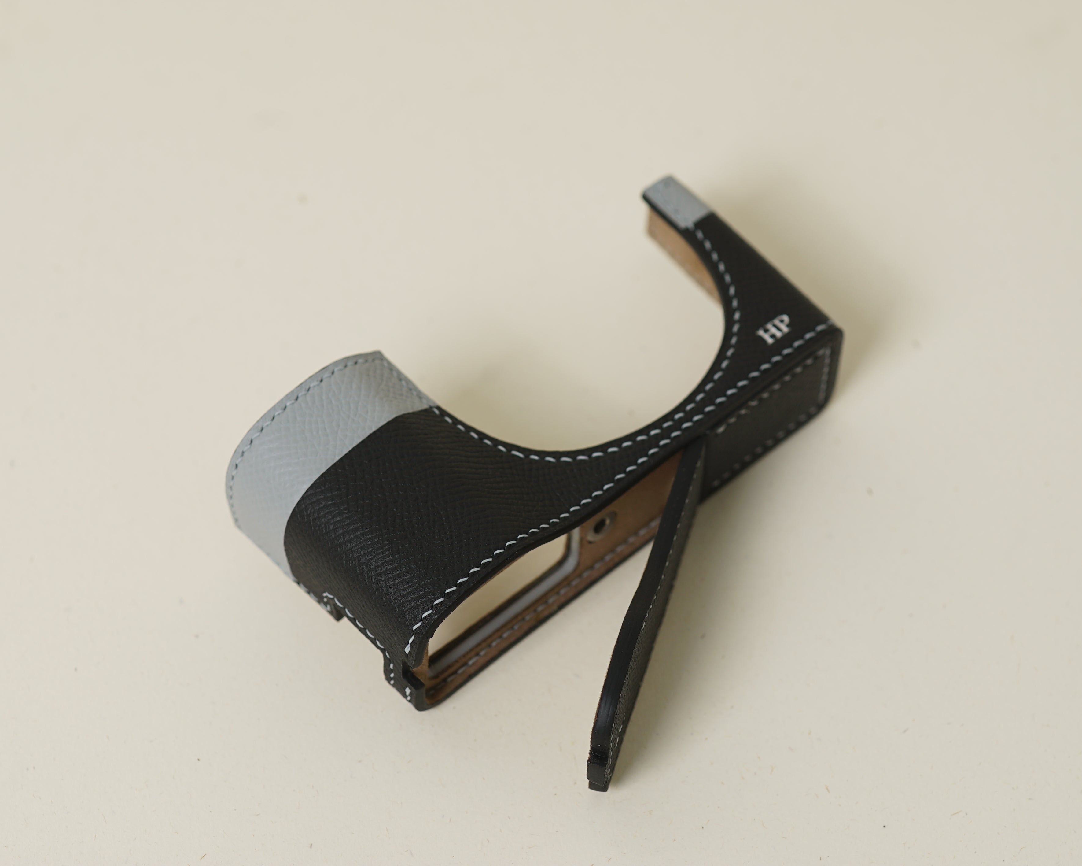 Black mix Light Blue Epsom Leather Half Case compatible with Ricoh Gr IV