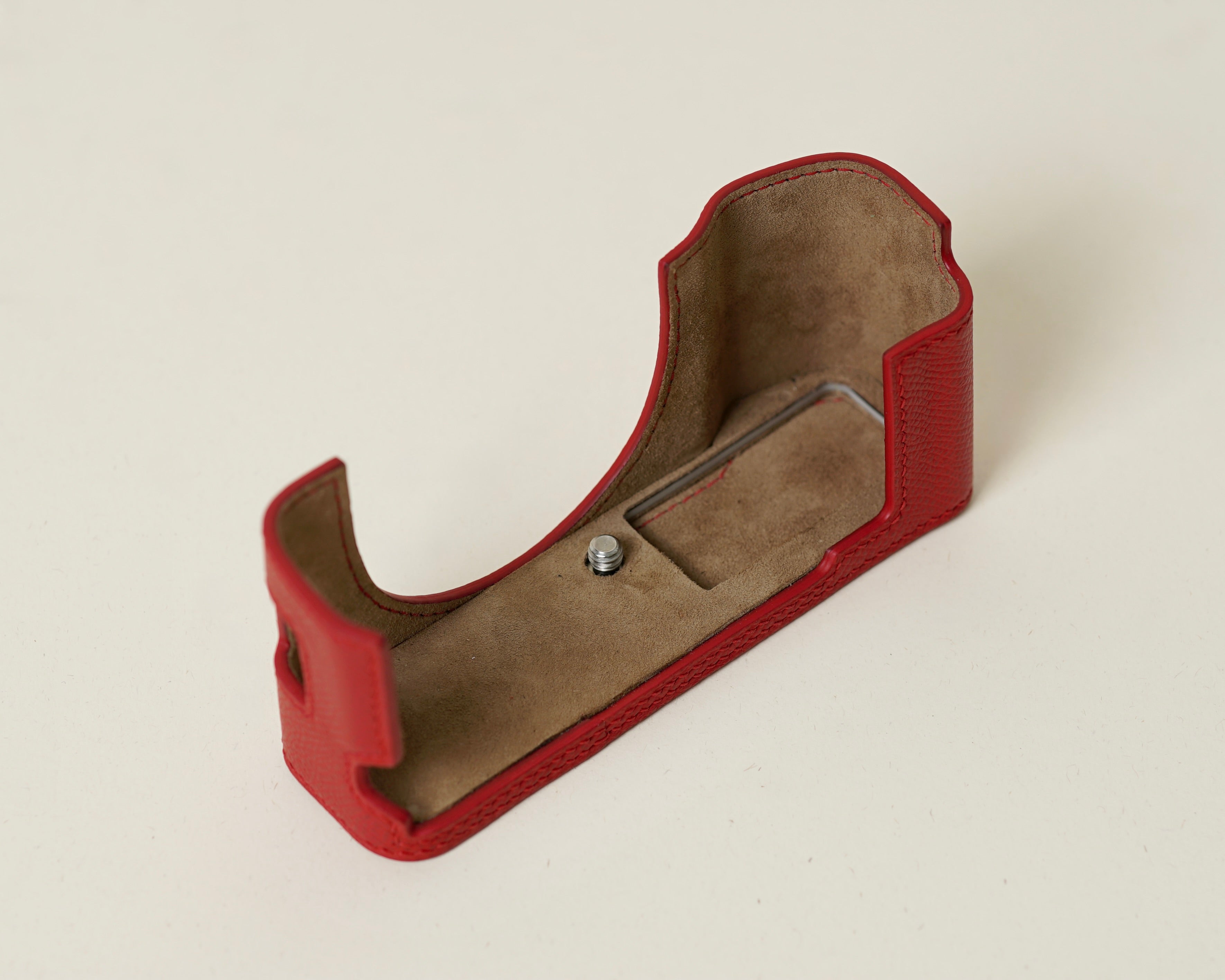 Red Epsom Leather Half Case compatible with Fujifilm X100Vi