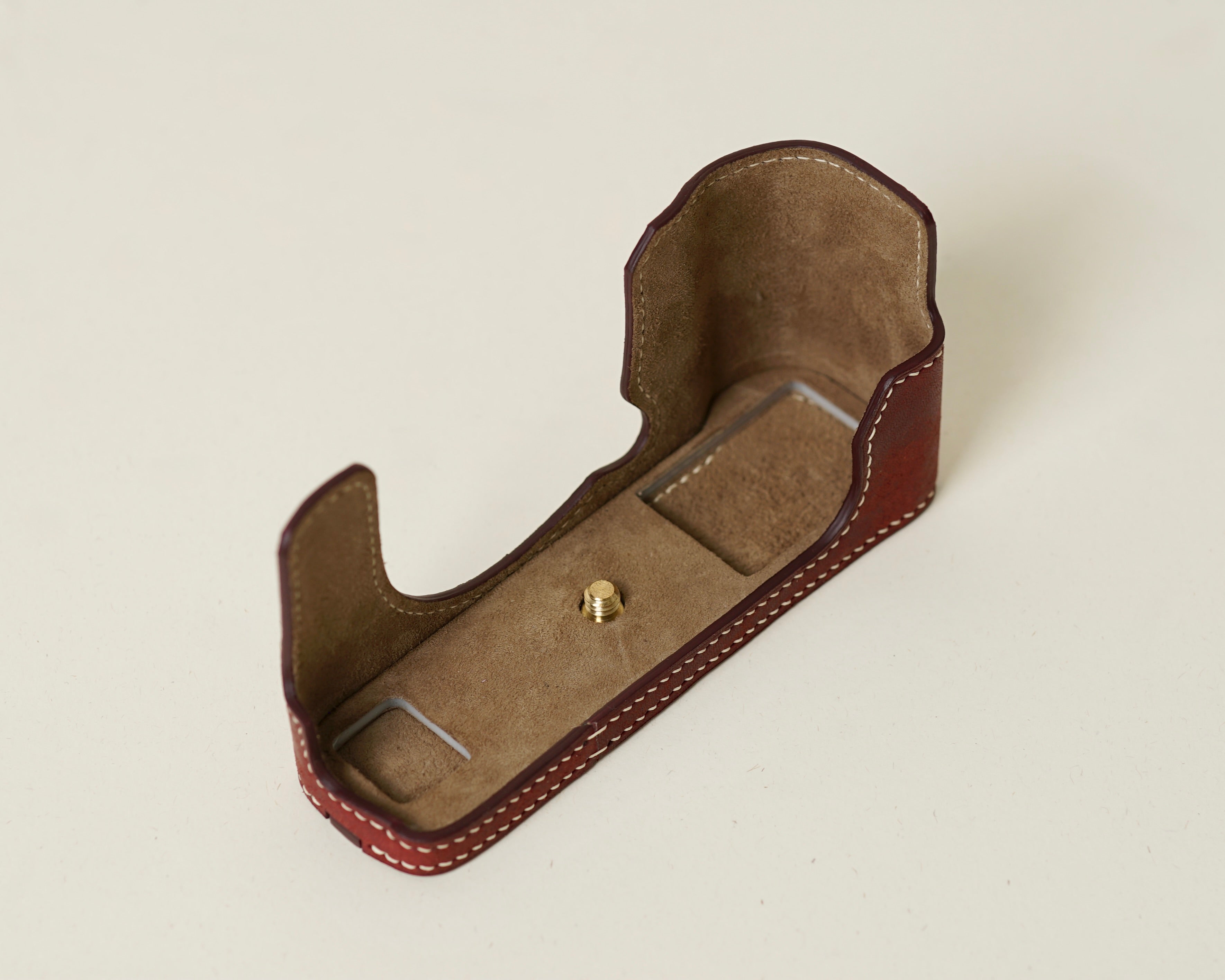 Red Bueblo Leather Half Case compatible with Fujifilm X-E 5