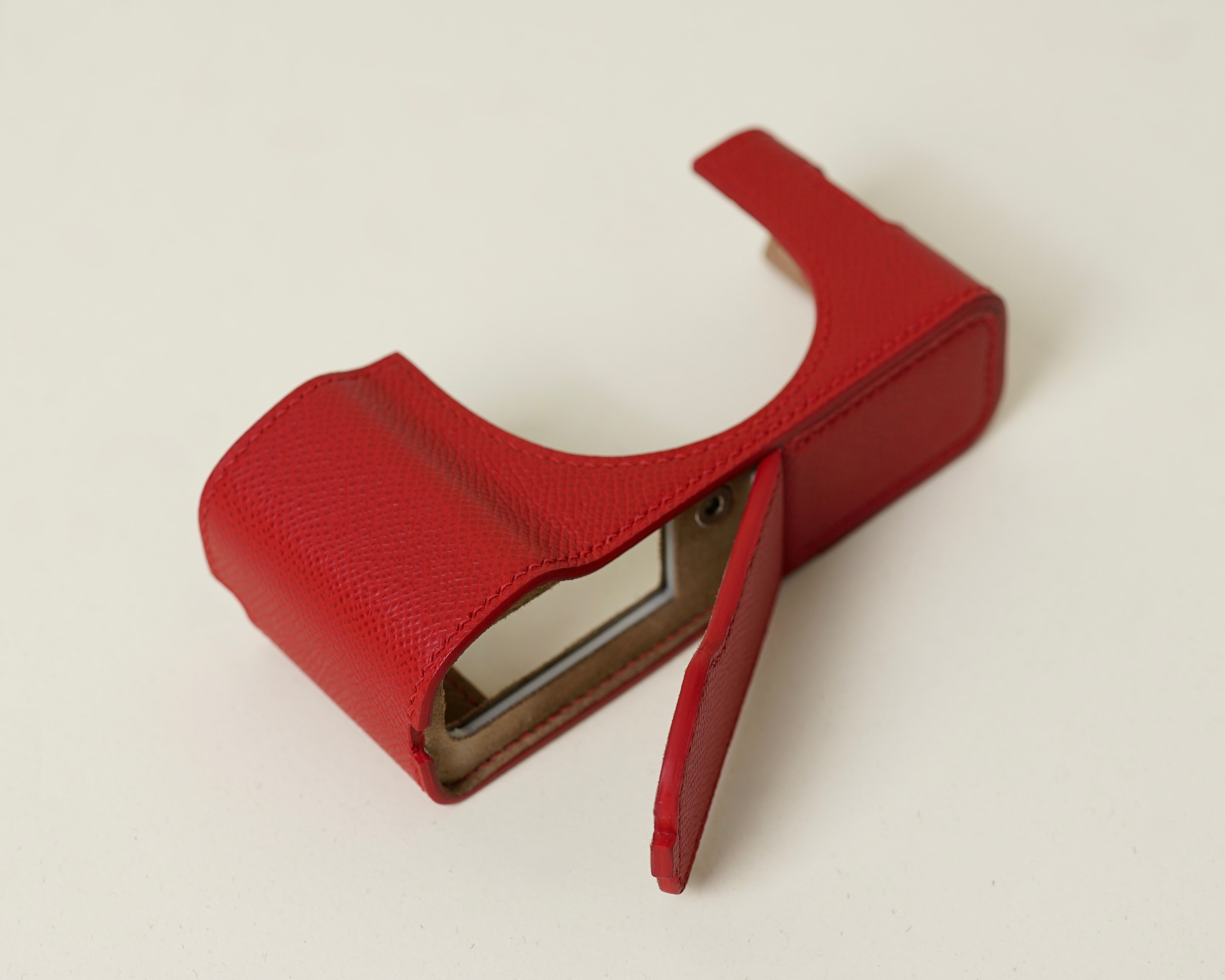 Red Epsom Leather Half Case compatible with Fujifilm X100Vi