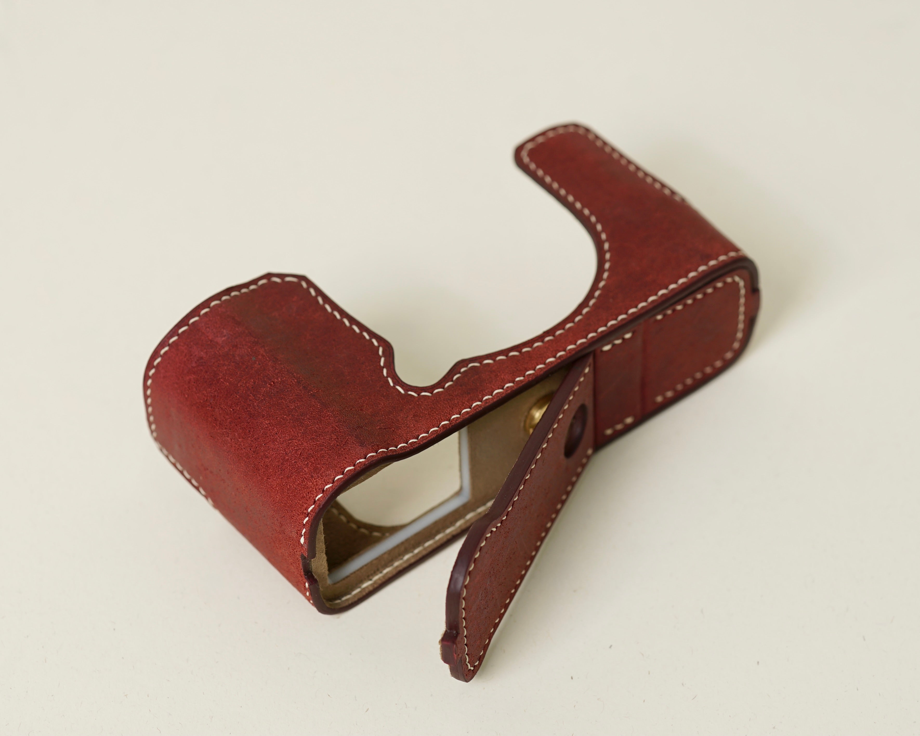 Red Bueblo Leather Half Case compatible with Fujifilm X-E 5